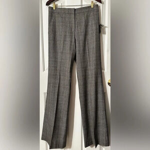 WORTH New York NWT WOOL Stretch Plaid Pants 8 BLACK CREAM HOUSTON Straight Leg